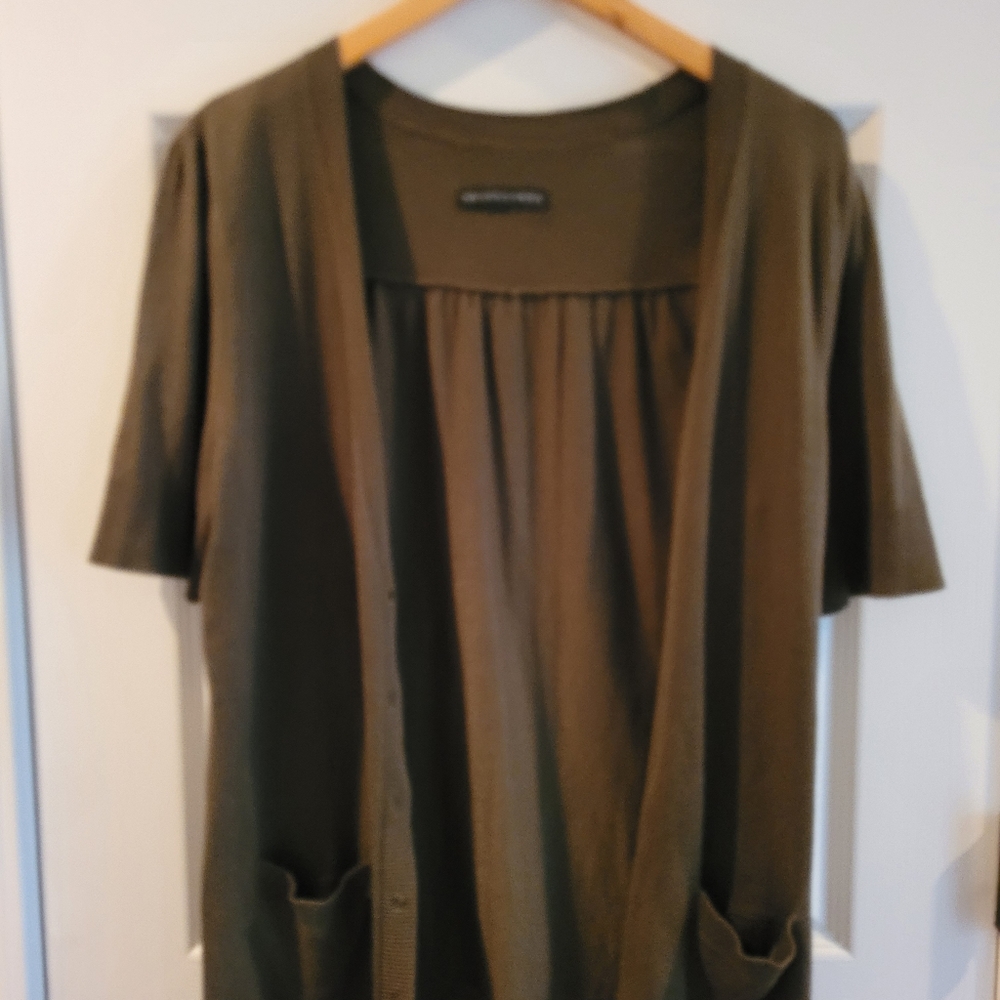 Apostrophe Short Sleeve Button Up Cardigan